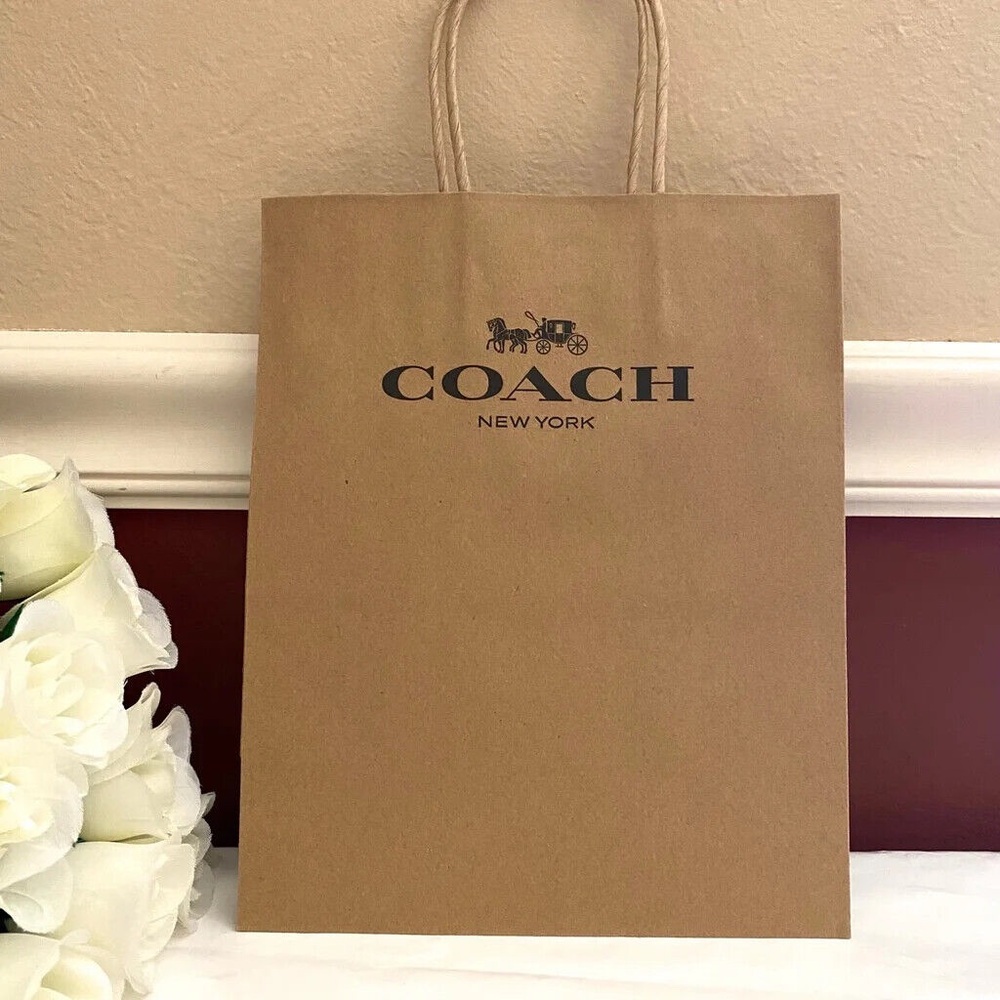 Brand New Size Small Coach Signature Paper Shopping Tote Bag In Brown